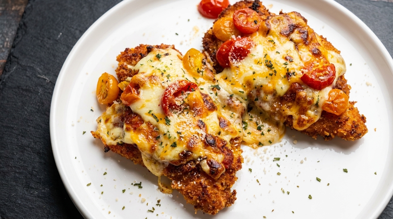 Chuletas de Pollo al Horno con Doble Queso
