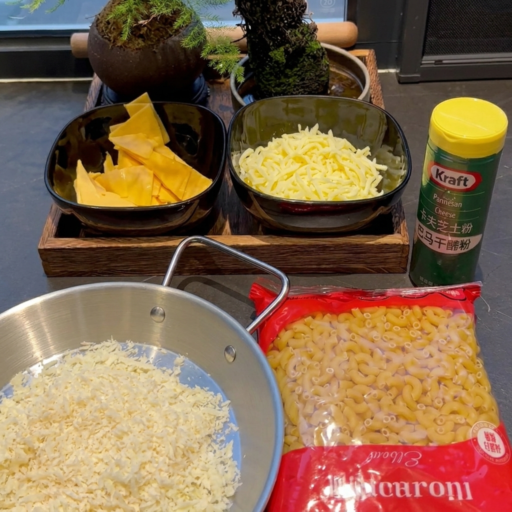 Macarrones vertiéndose en una olla roja llena de agua hirviendo.