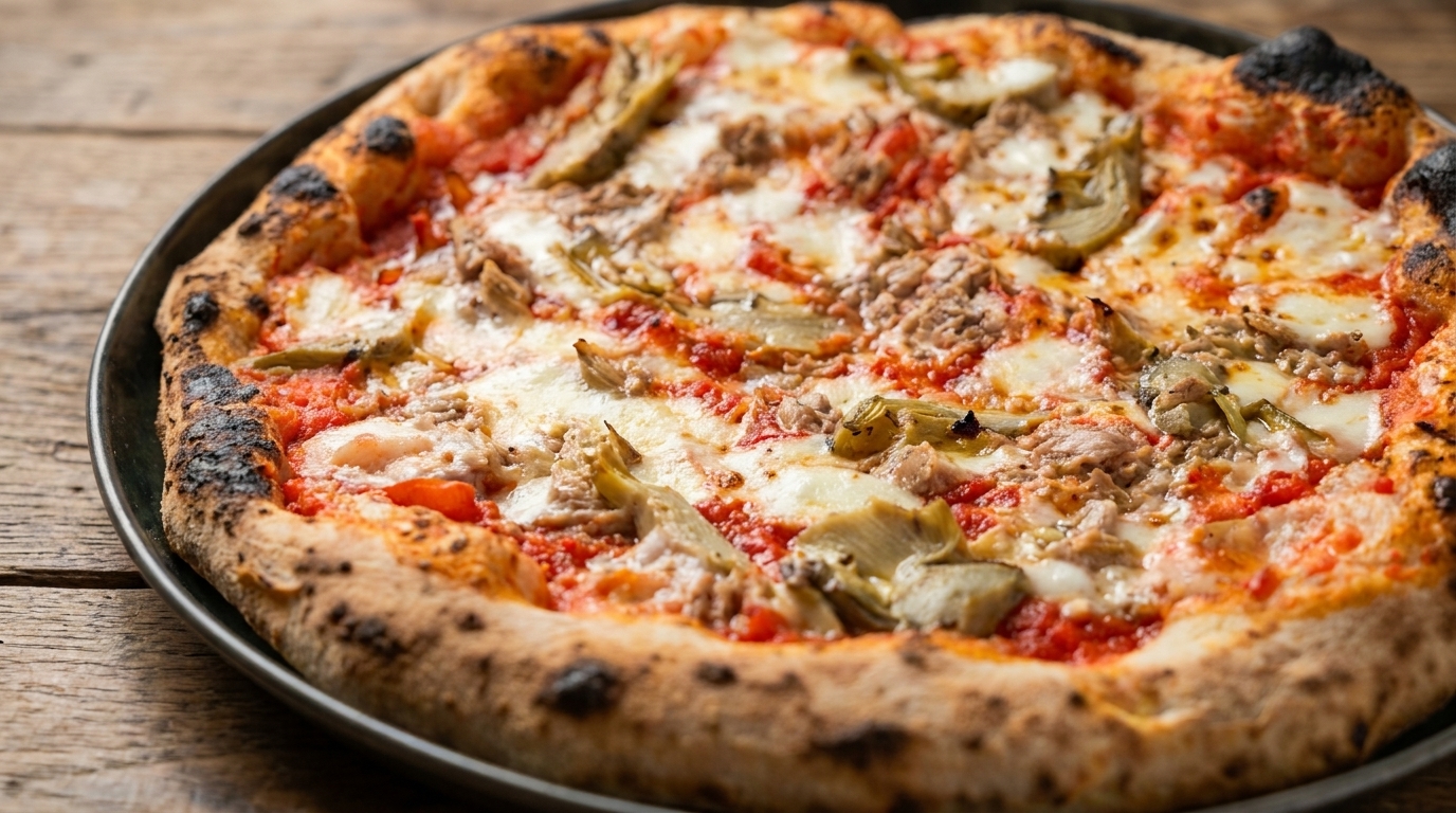 Pizza Artesanal de Alcachofas y Atún (Pizza con Carciofi e Tonno)