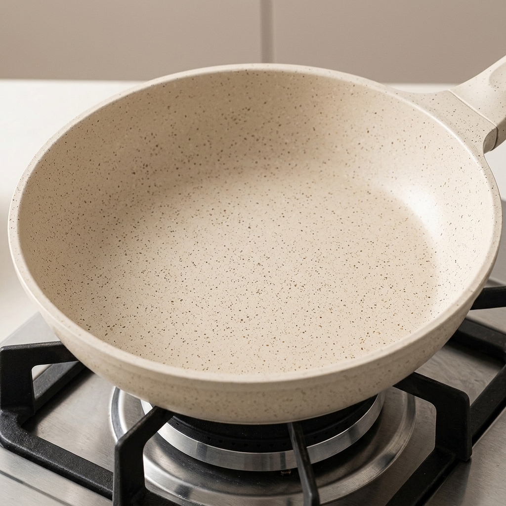 Mezcla de huevo siendo vertida en una sartén caliente con aceite, creando un efecto de chisporroteo.