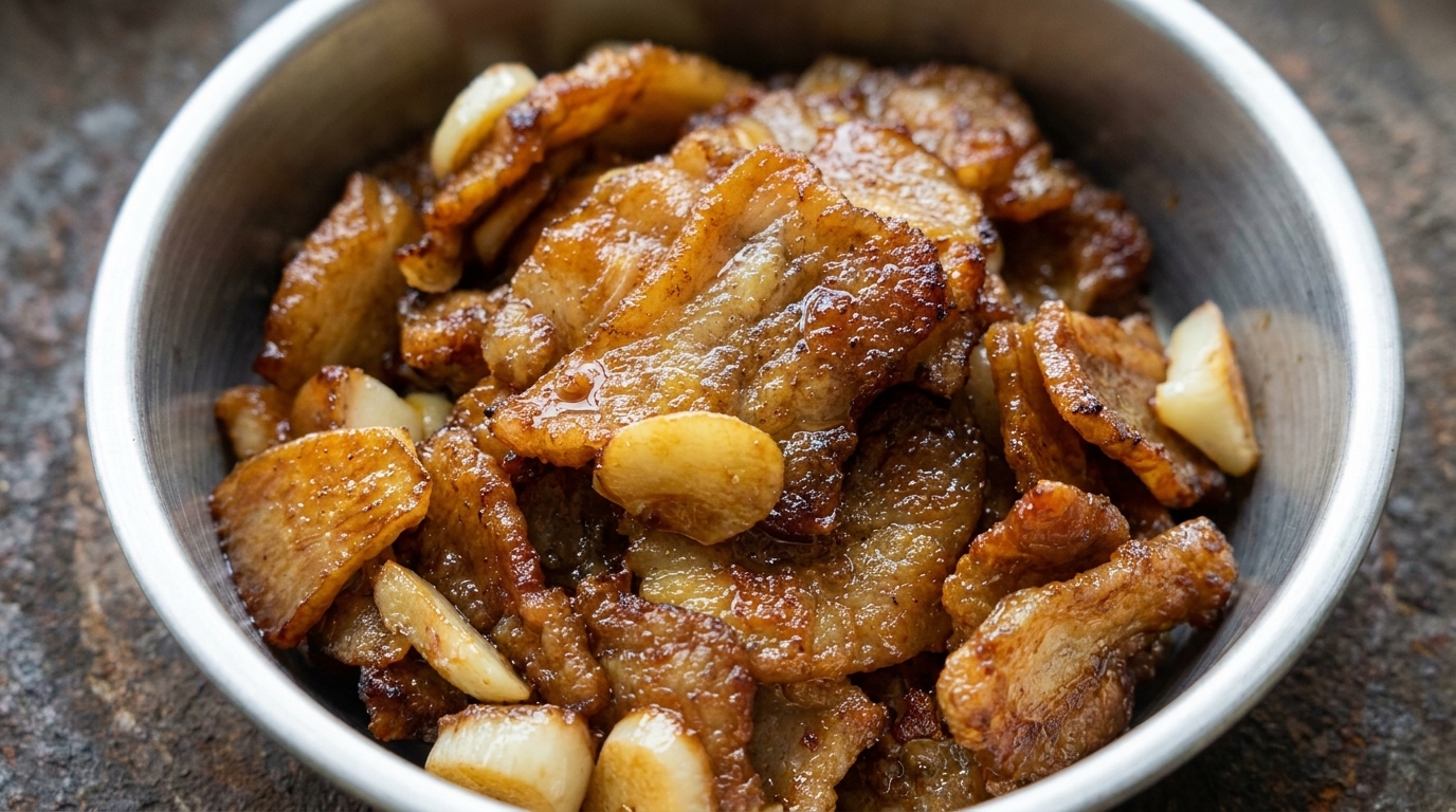 Sabrosa Panceta de Cerdo Frita con Salsa de Soja