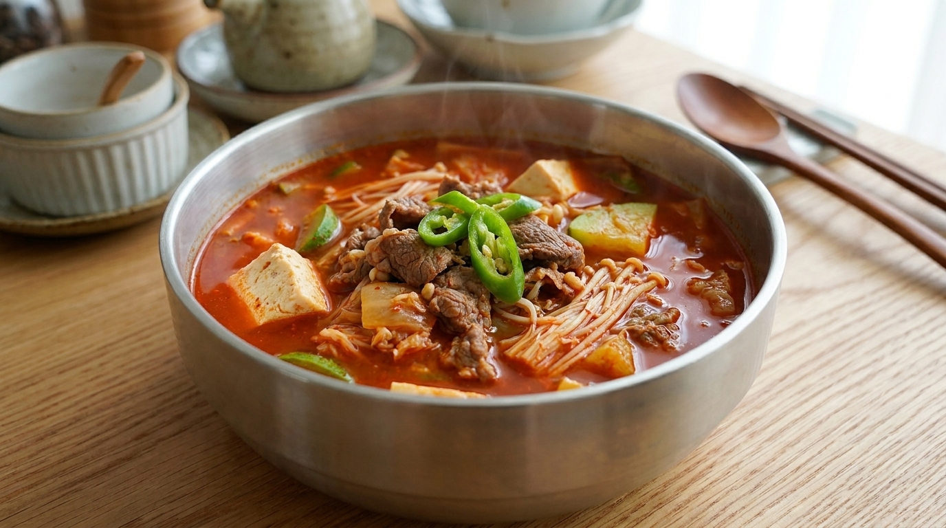 Estofado Coreano de Kimchi, Ternera y Tofu (Kimchi Jjigae)