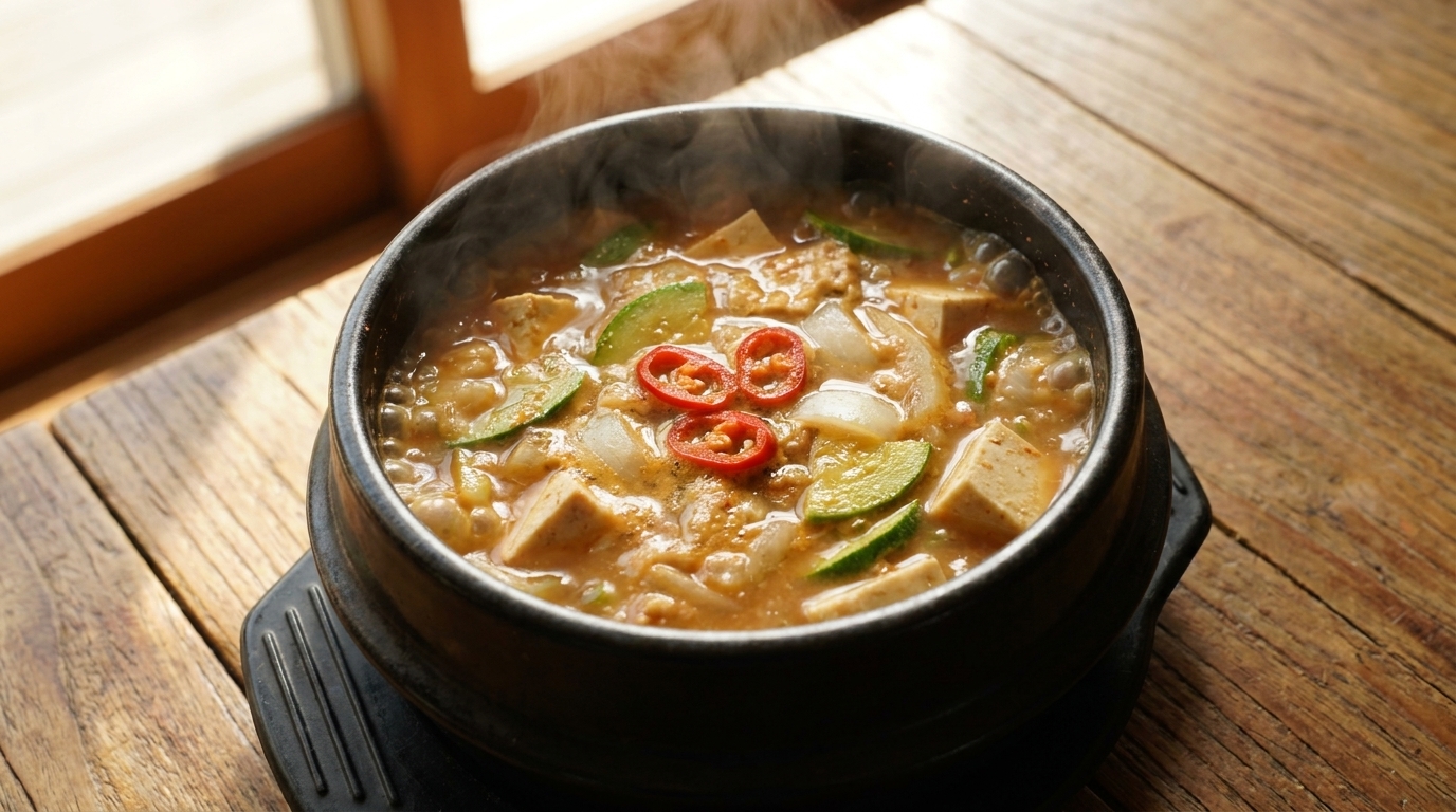Doenjang-jjigae Auténtico (Estofado Coreano de Pasta de Soja)