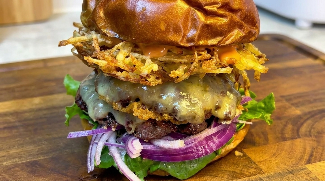 Hamburguesa de Ternera con Red de Patata Crujiente
