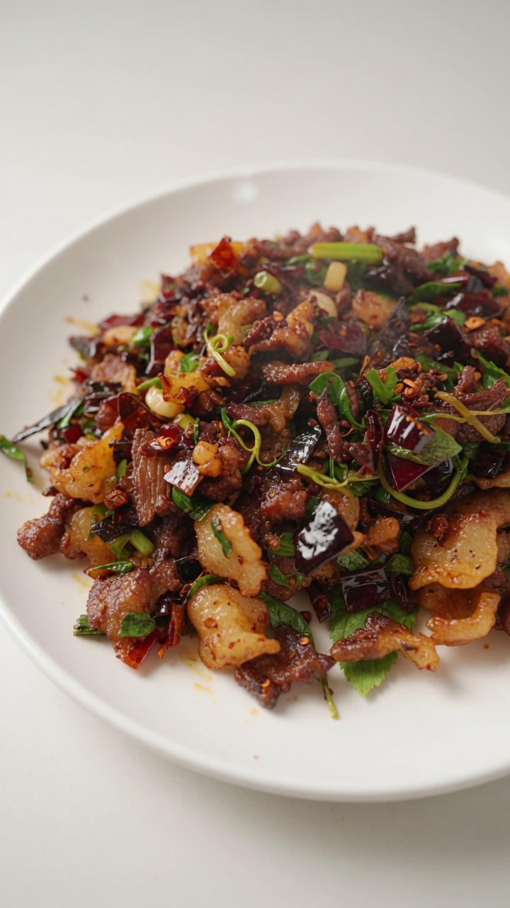 Salteado de Falda de Ternera al Estilo Sichuan