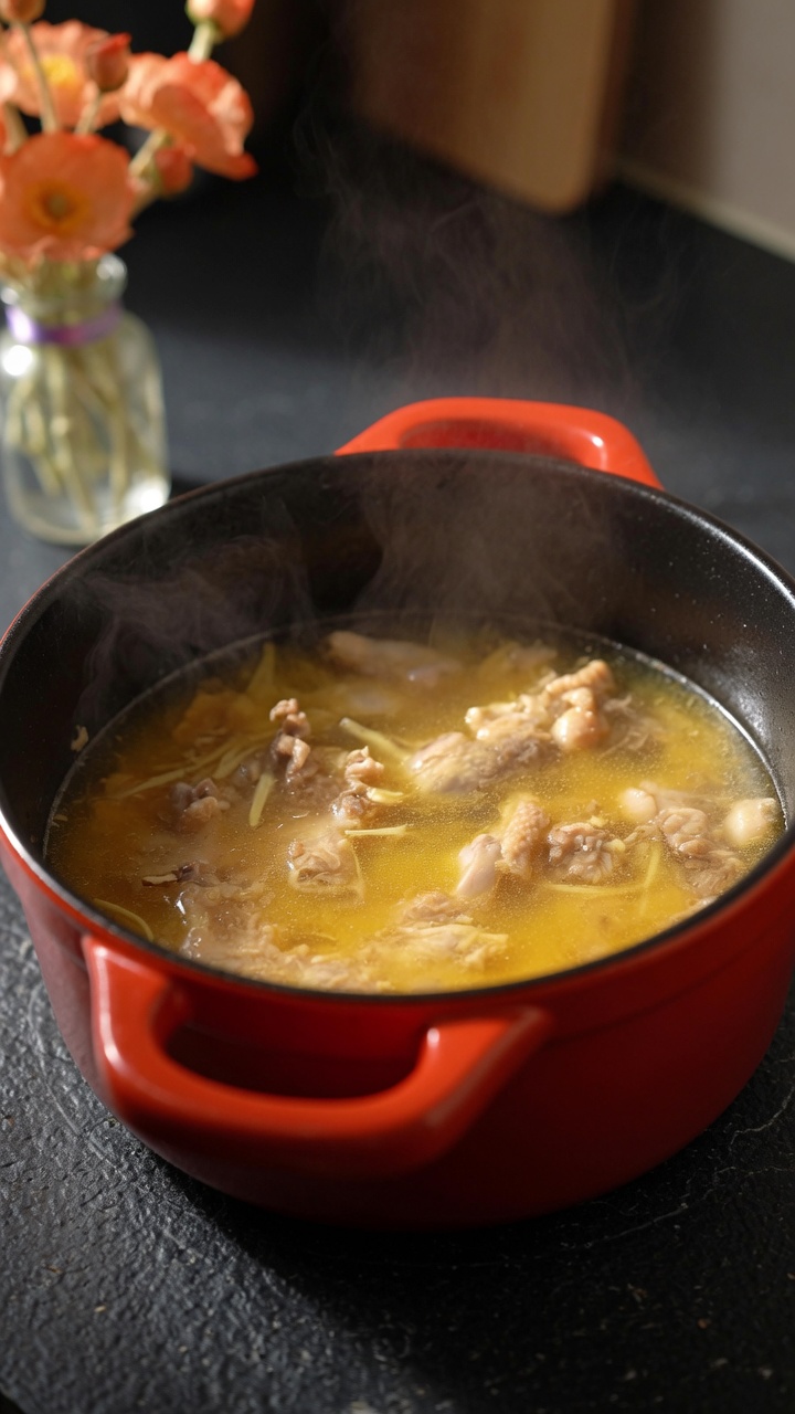 Sopa reconfortante de pollo al jengibre
