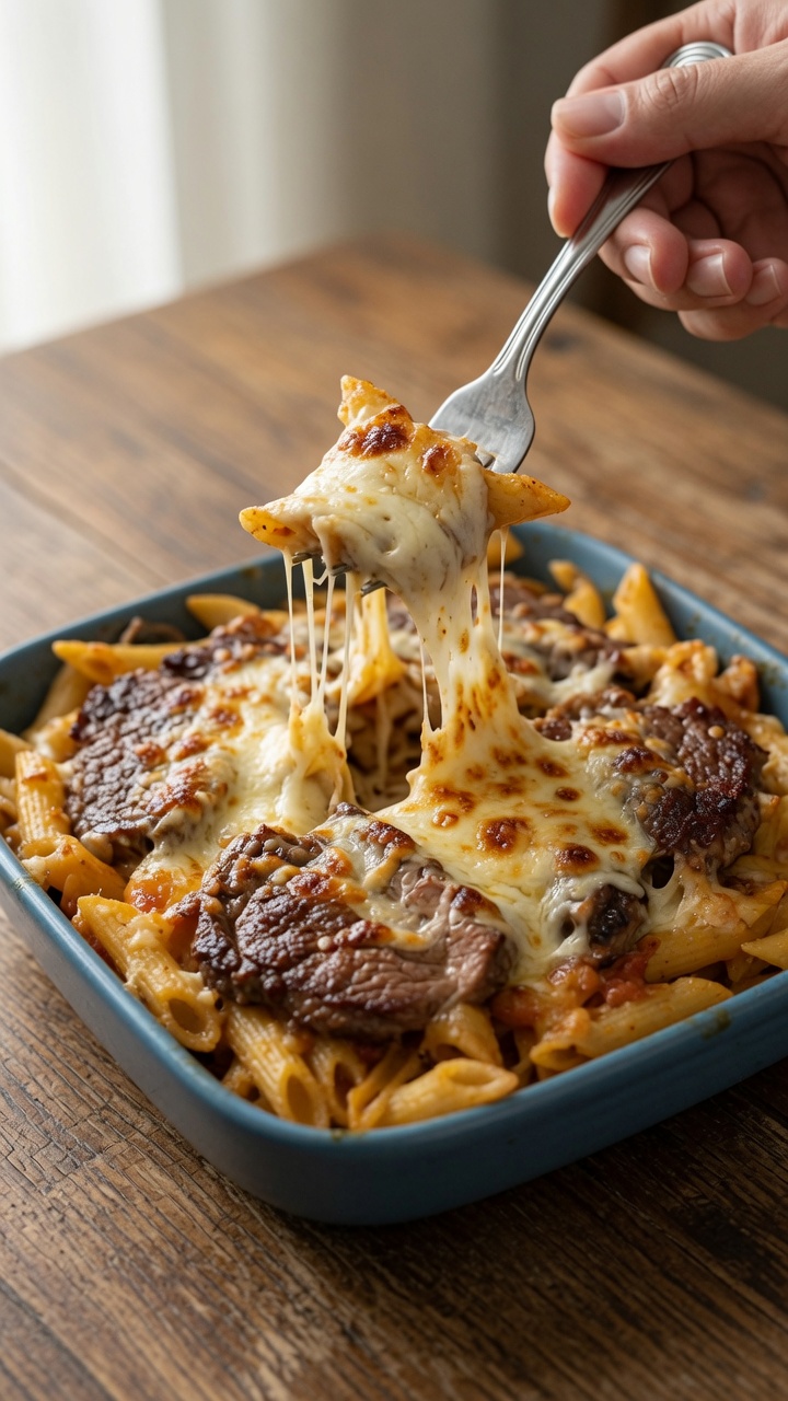 Penne al Horno con Filete de Ternera