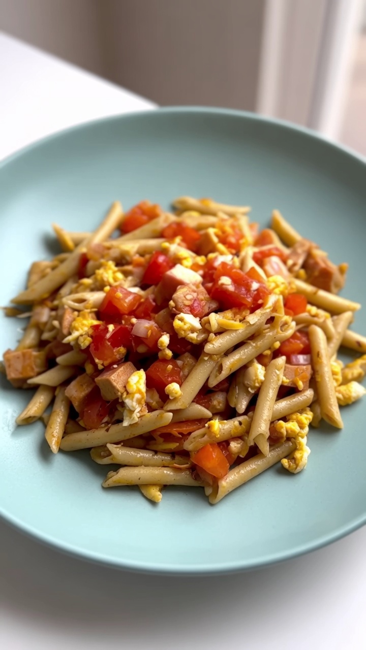 Pasta de Penne de Mijo con Tomate y Jamón