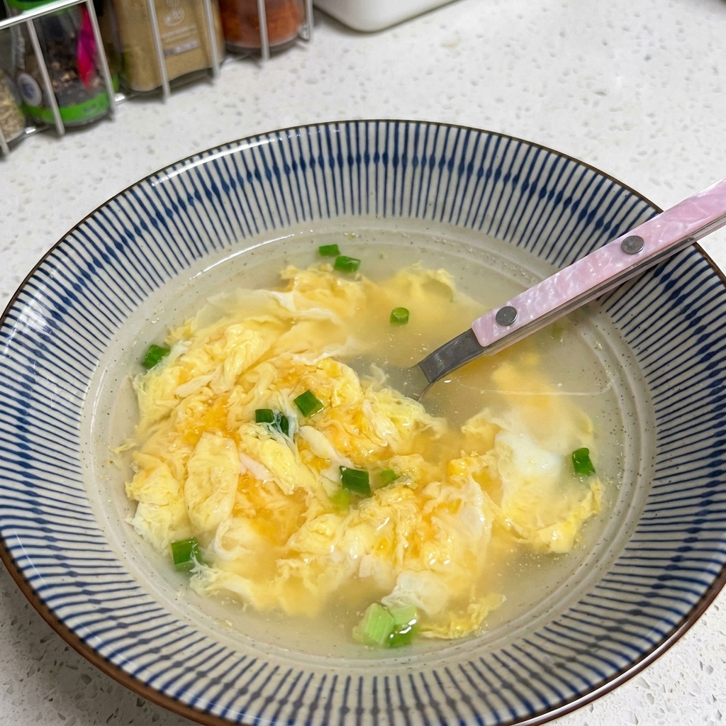 Un caldo de ramen cremoso y opaco en un bol tras mezclar la pasta con agua caliente.