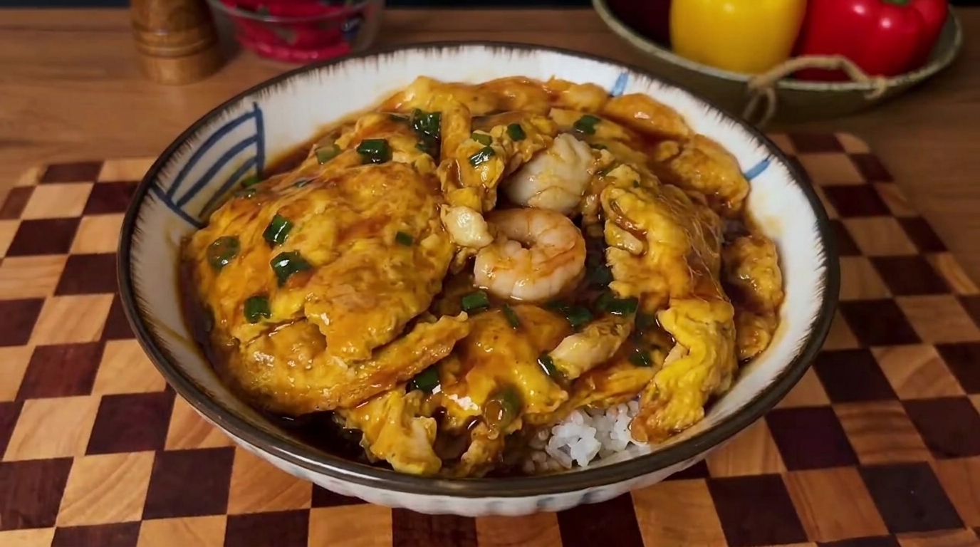 Bol de Arroz con Marisco y Huevo Estilo Japonés