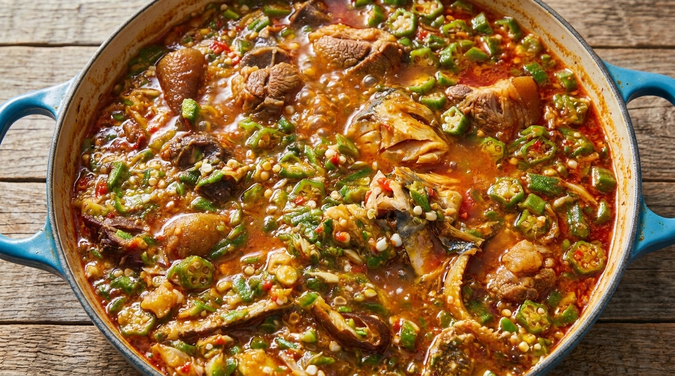 Sopa de Okra Tradicional de África Occidental