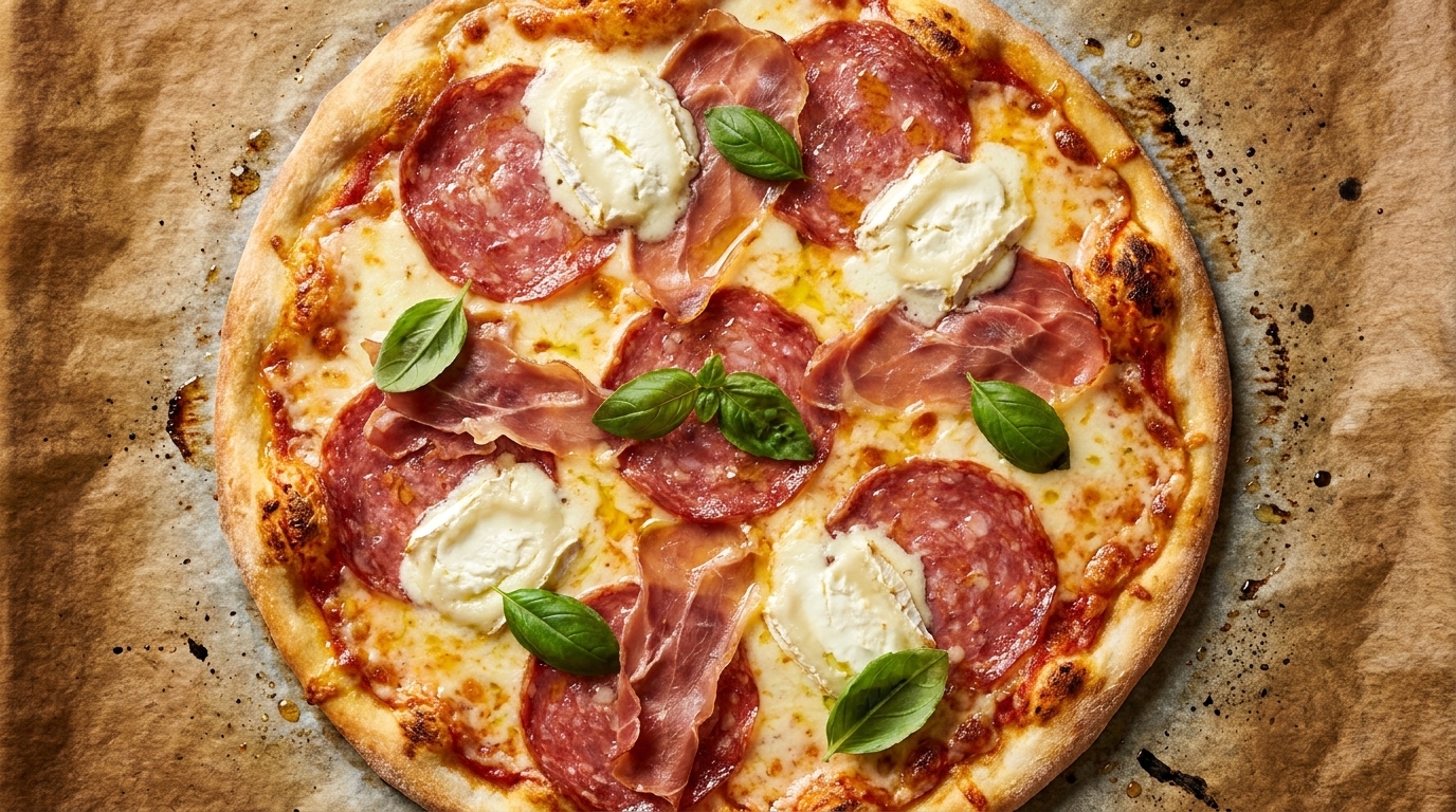 Pizza Artesanal de Queso de Cabra y Embutidos