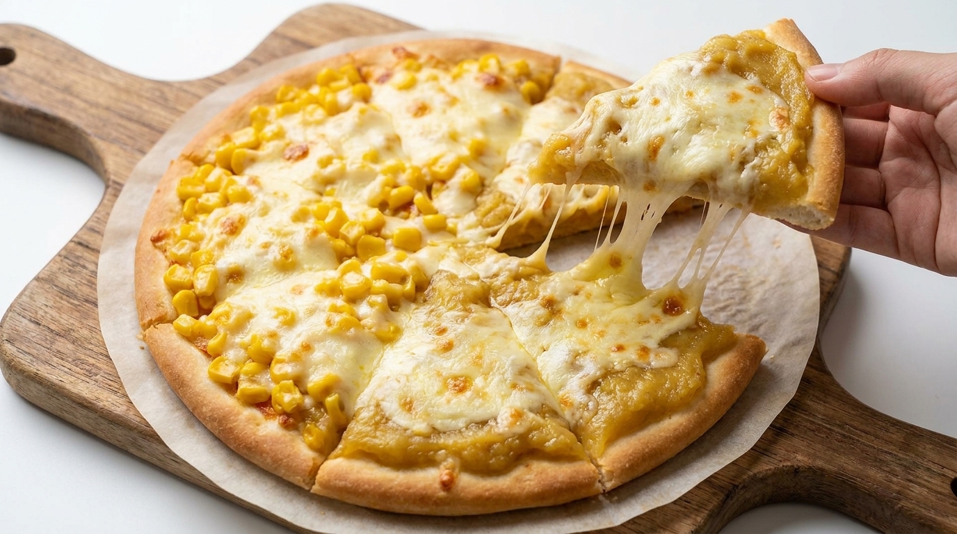 Pizza Mitad y Mitad en Air Fryer: Maíz Dulce y Durián Cremoso