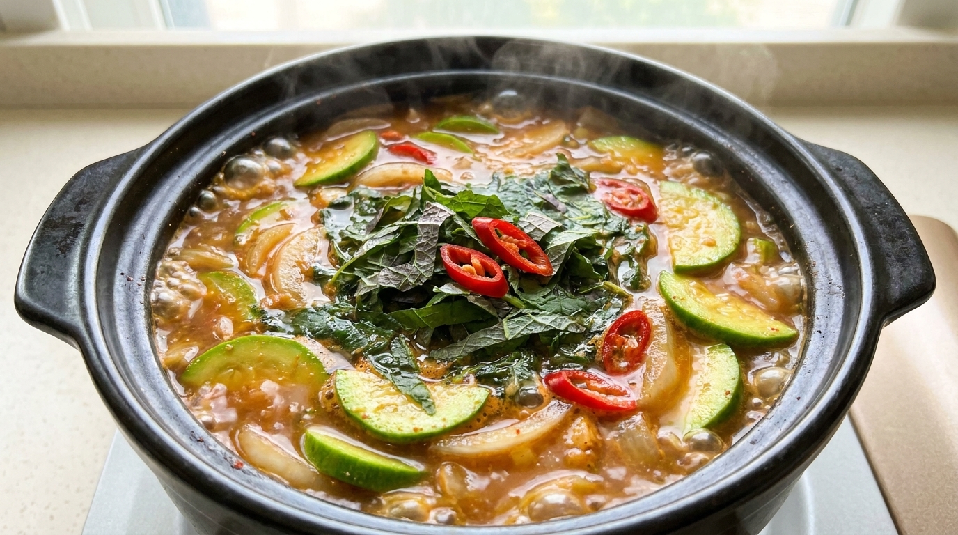 Estofado Coreano de Pasta de Soja con Calabaza (Doenjang-jjigae)