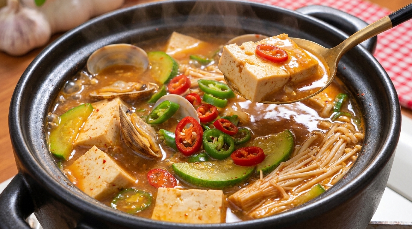 Clásico Doenjang-jjigae Coreano (Estofado de Pasta de Soja)