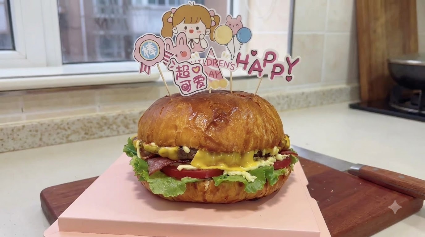 Hamburguesa Americana Gigante de Cumpleaños (20 cm)