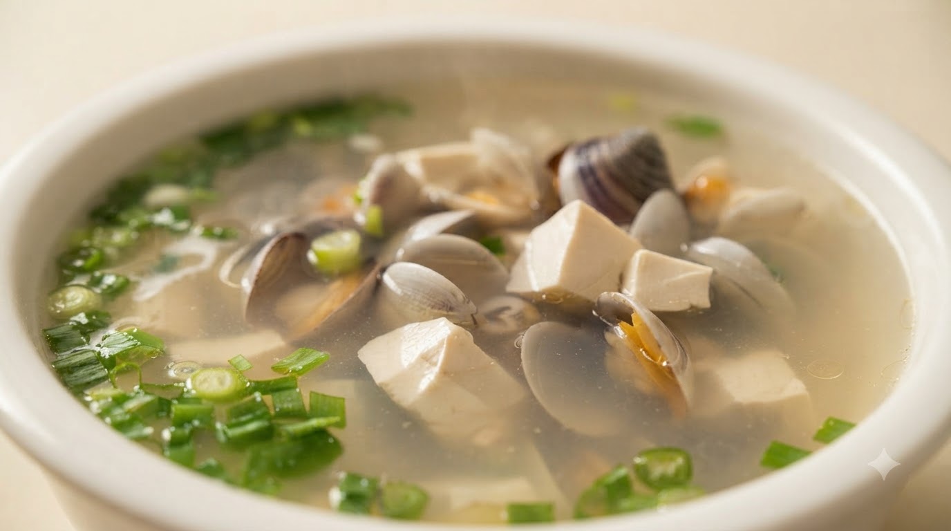 Sopa Clásica de Almejas y Tofú