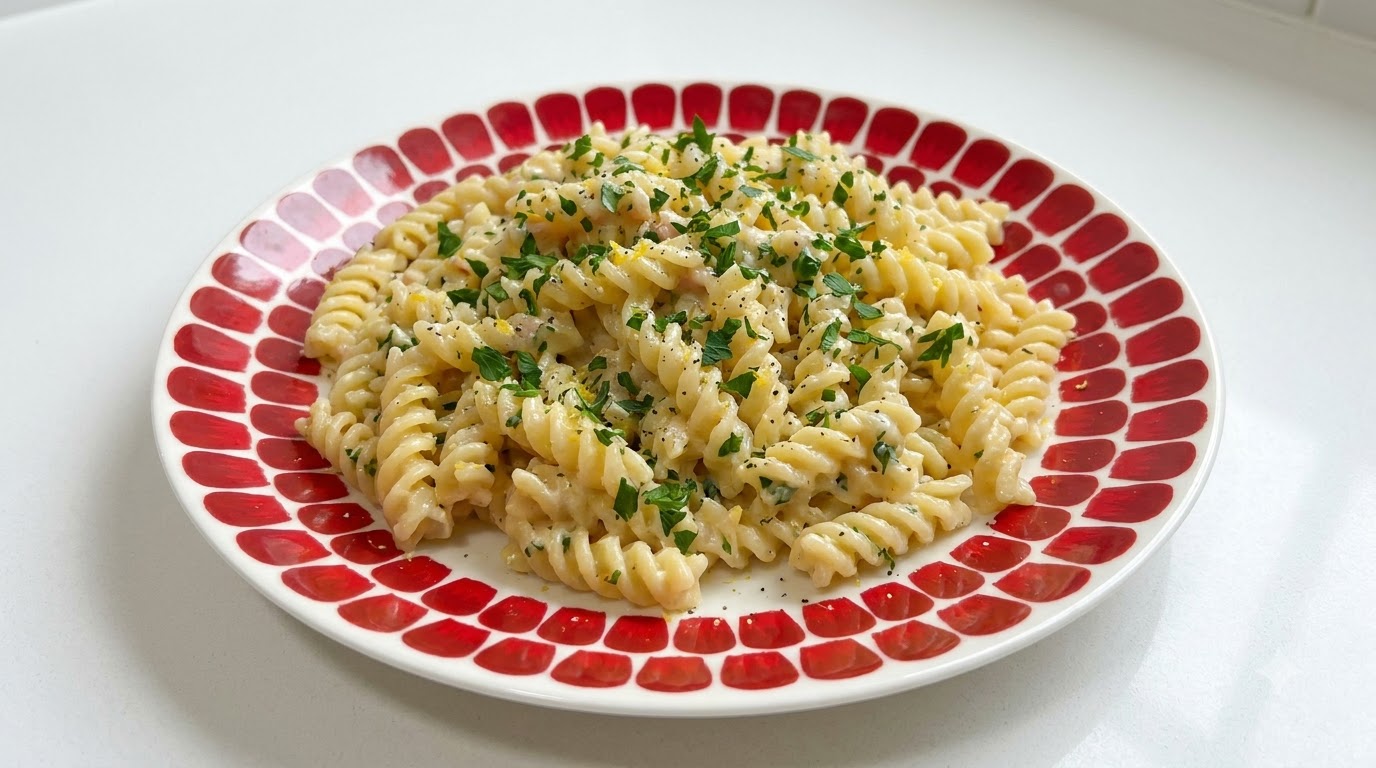 Pasta en Espiral Cremosa con Mantequilla y Limón
