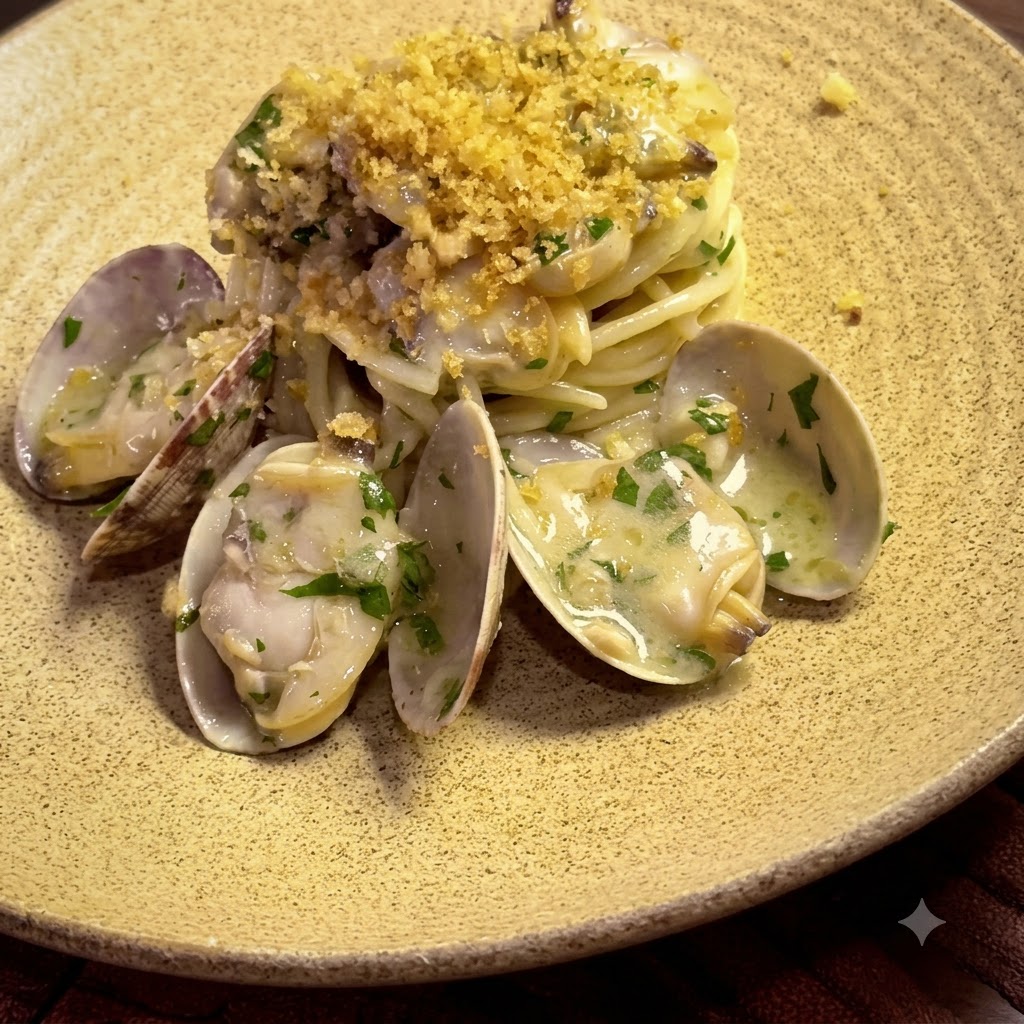 Perejil picado y aceite de oliva siendo mezclados en la pasta para crear una emulsión.