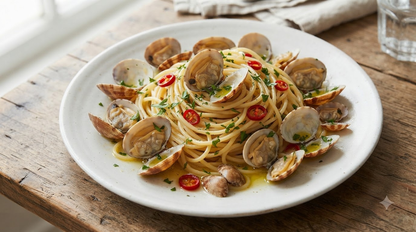 Espaguetis con Almejas a la Napolitana (Spaghetti alle Vongole)