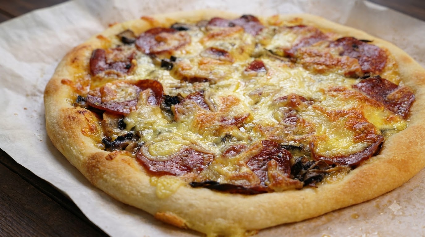 Pizza de Salchicha Italiana y Champiñones