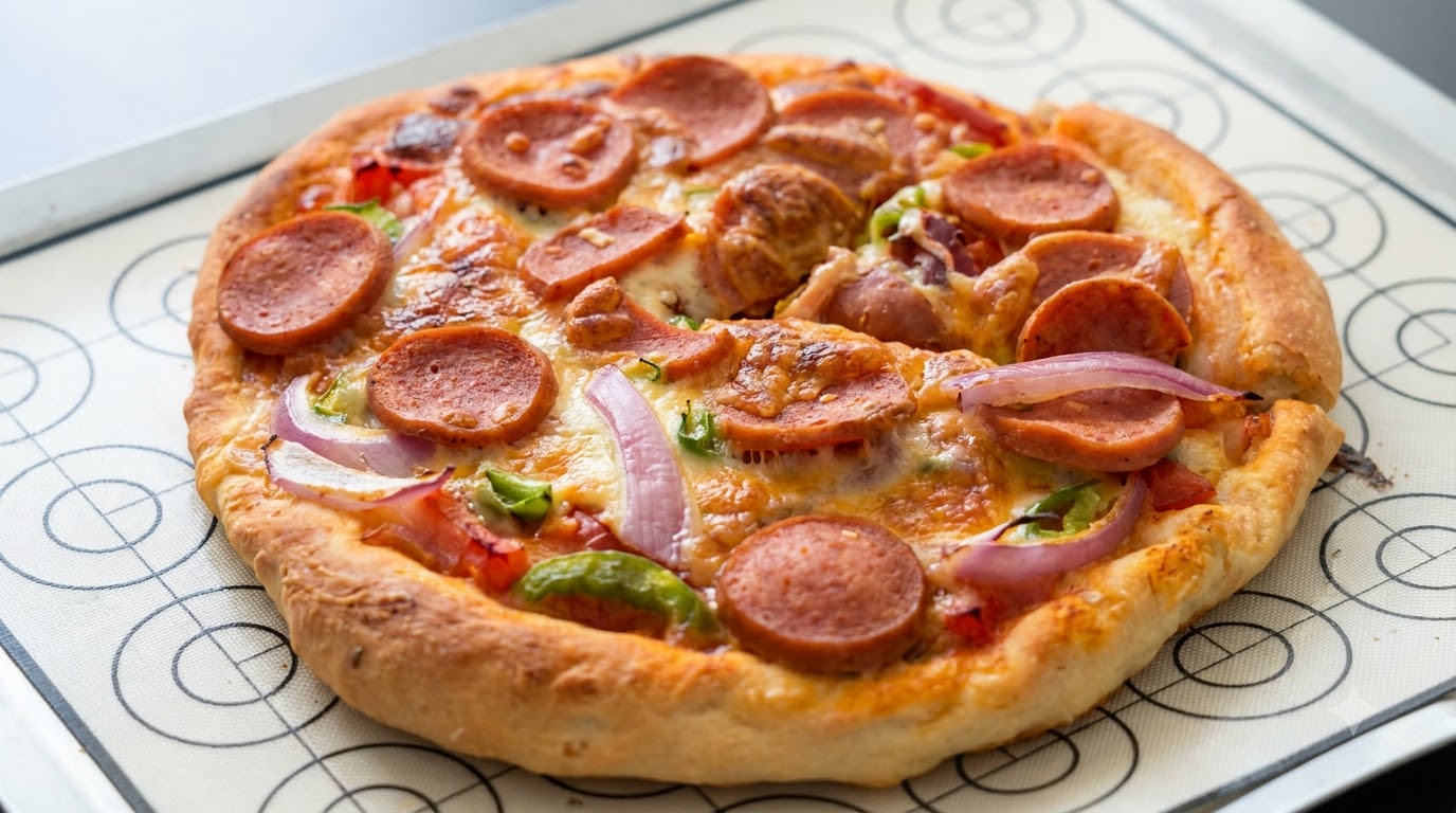Pizza Casera de Tomate y Salchicha