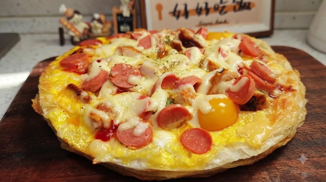 Pizza de Panqueque de Cebollino