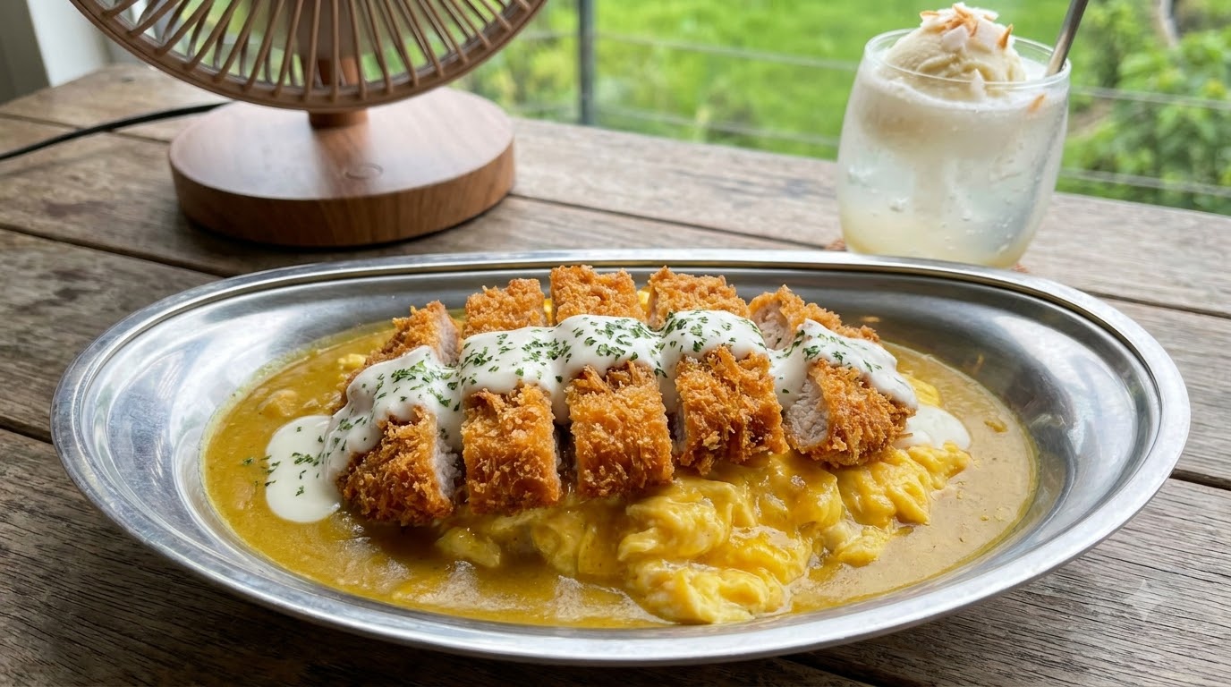 Arroz con Chuletas de Cerdo Crujientes al Curry de Coco