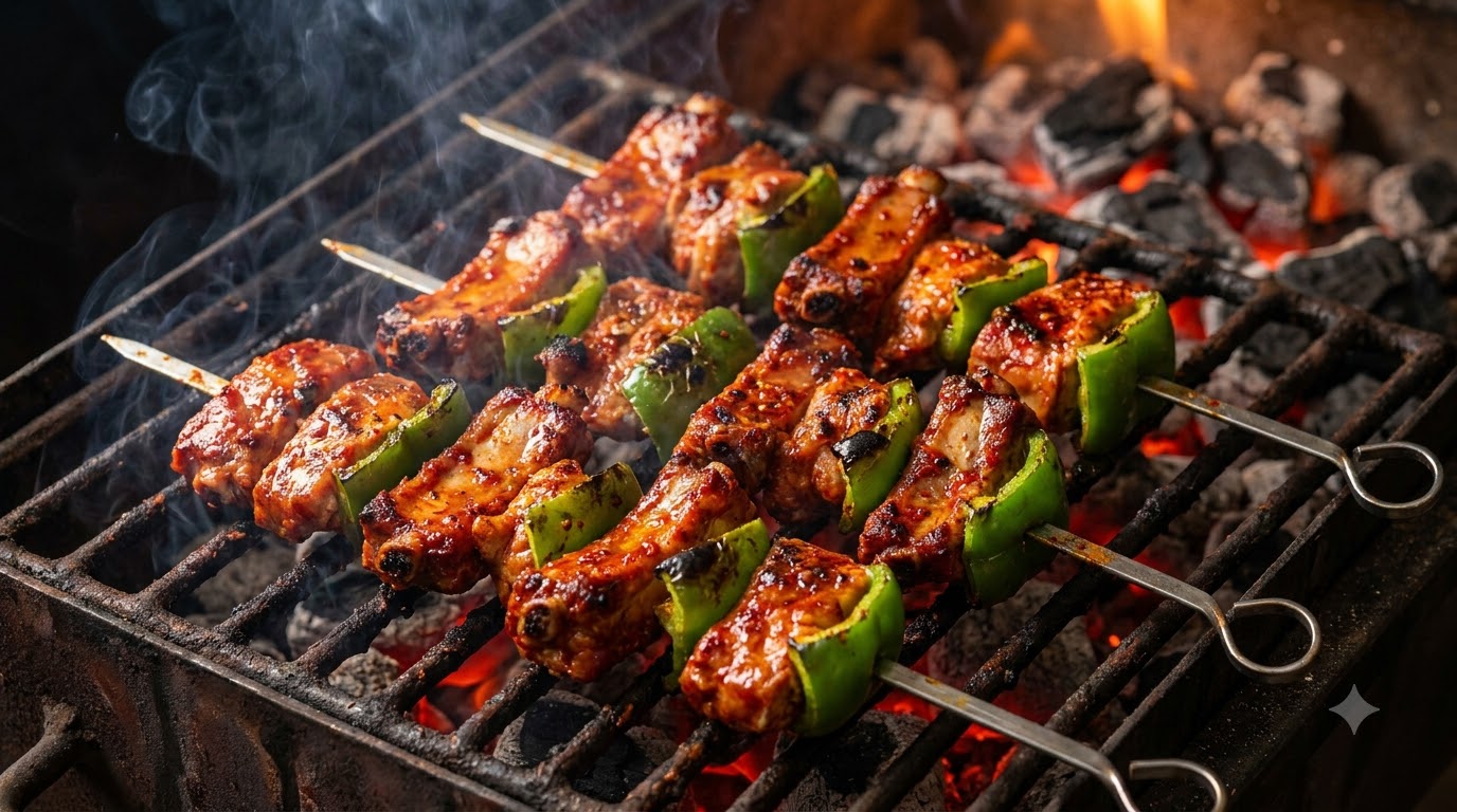 Brochetas de Costillas de Cerdo a la Barbacoa Picantes