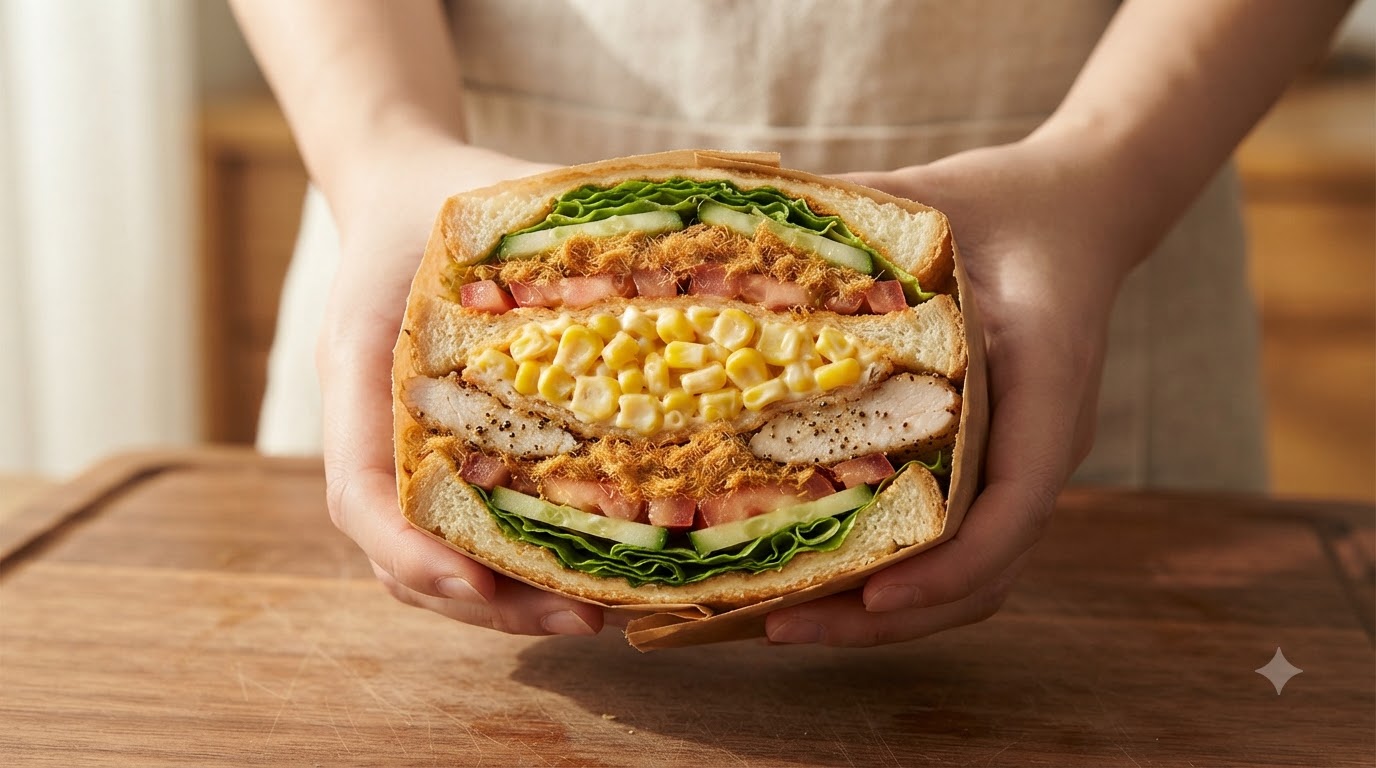 Sándwich Cargado de Chuleta de Pollo a la Pimienta Negra