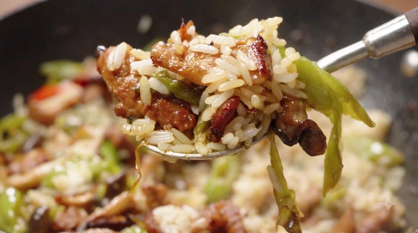 Cerdo Salteado con Chiles y Setas