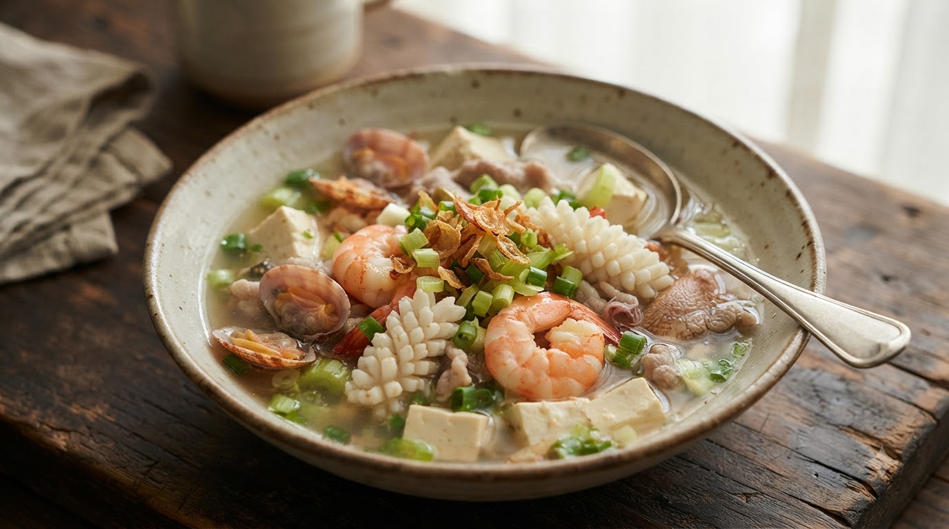 Sopa de Mariscos Minnan y Empanadillas Fritas Crujientes