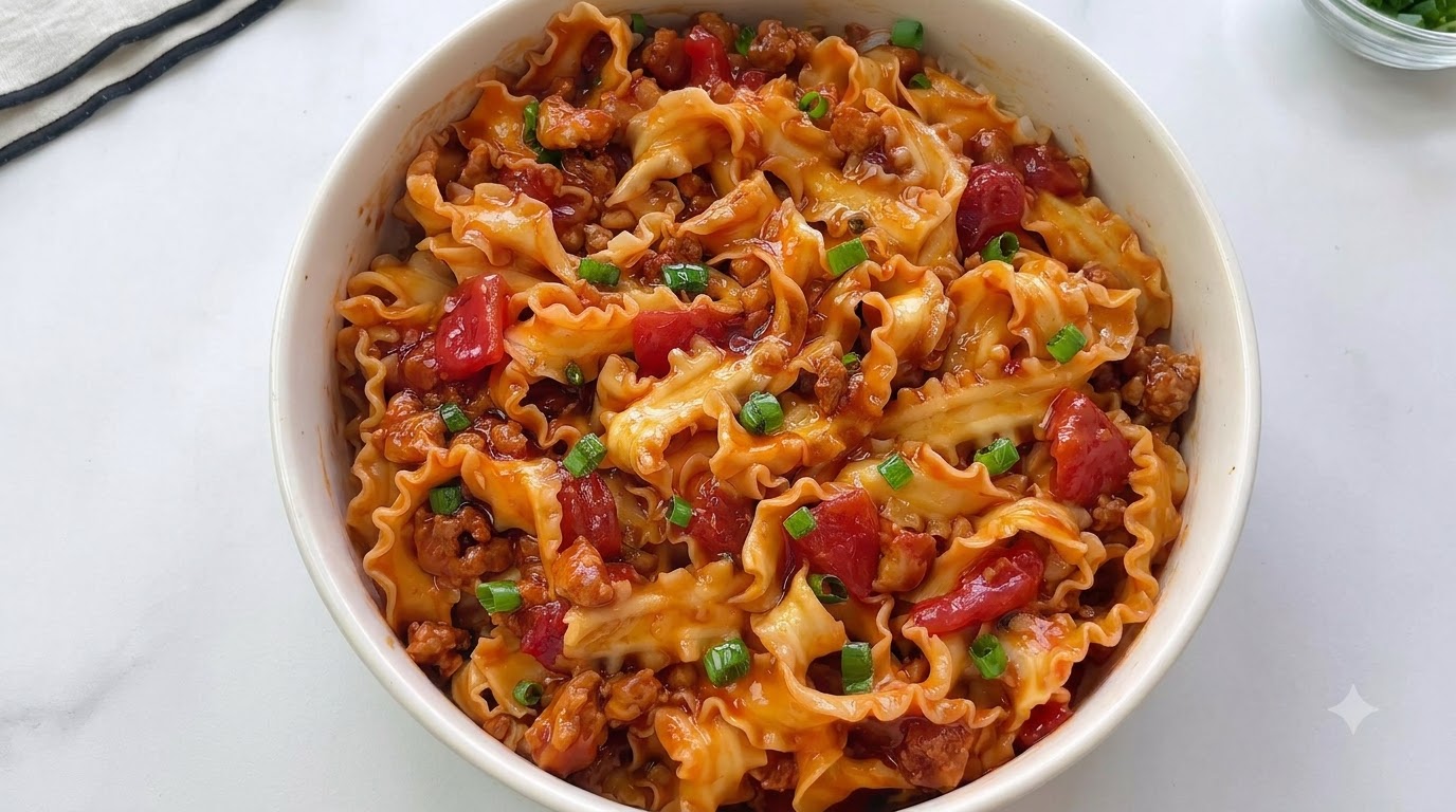 Fideos Rápidos y Sabrosos con Salsa de Carne y Tomate