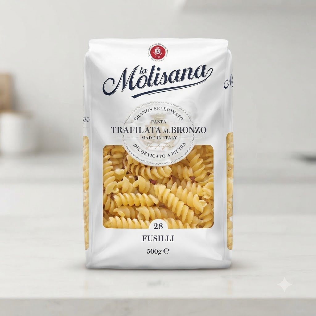 Pasta fusilli seca hirviendo dentro de una olla llena de agua caliente con burbujas.