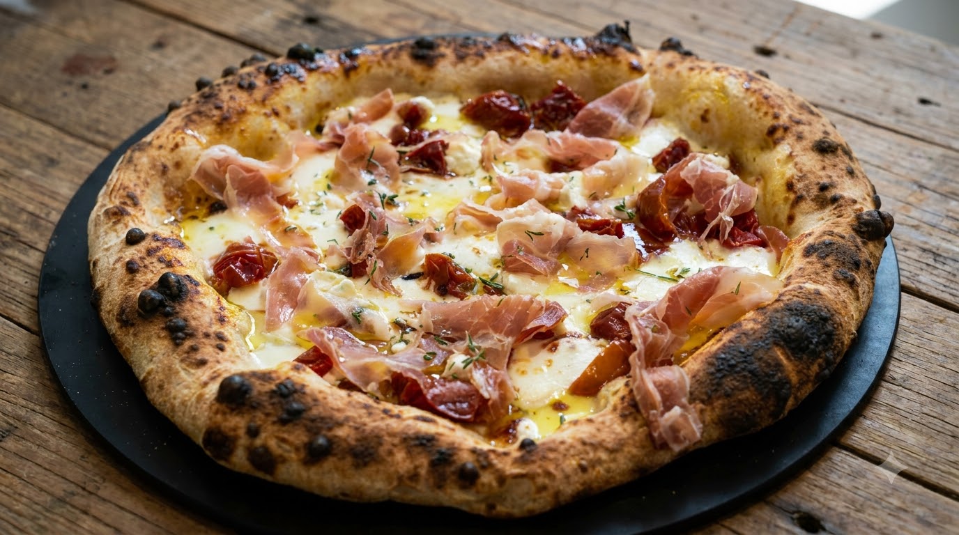Pizza Italiana con Queso de Cabra y Panceta