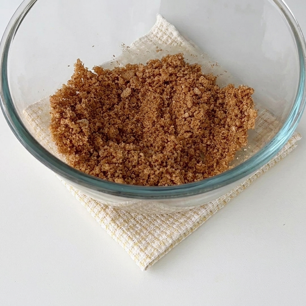 Base de galleta presionada de forma plana dentro de un molde para mousse.
