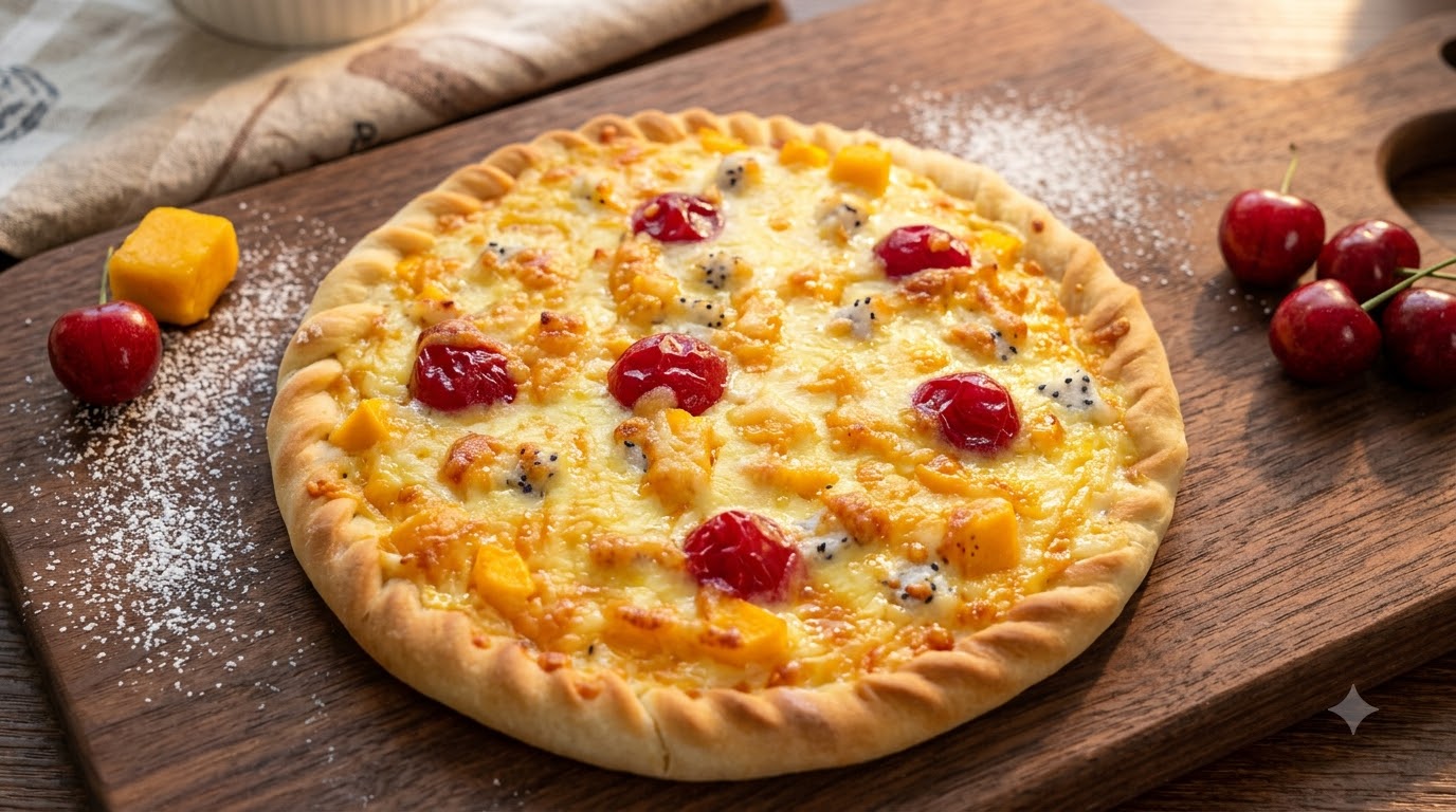 Pizza de Frutas Casera con Mozzarella y Fruta Fresca