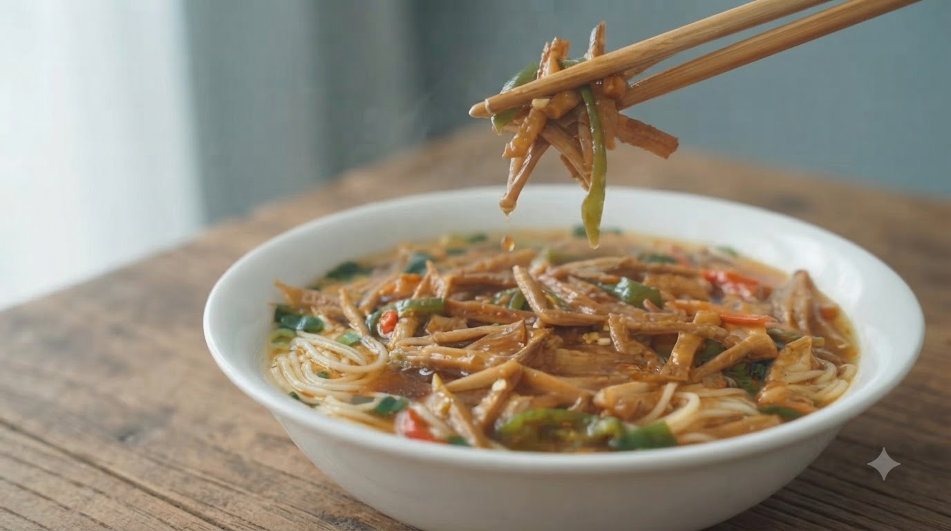 Fideos con Cobertura de Brotes de Bambú Secos al Estilo Xuancheng