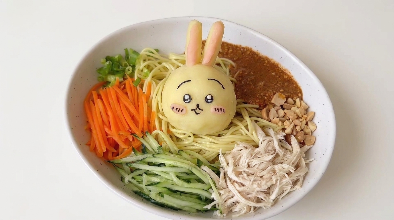Fideos Fríos con Ensalada de Patata Chiikawa Usagi