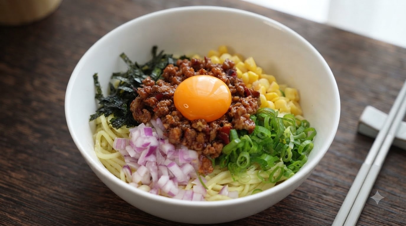 Fideos Japoneses Picantes con Cerdo Picado (Estilo Mazesoba)