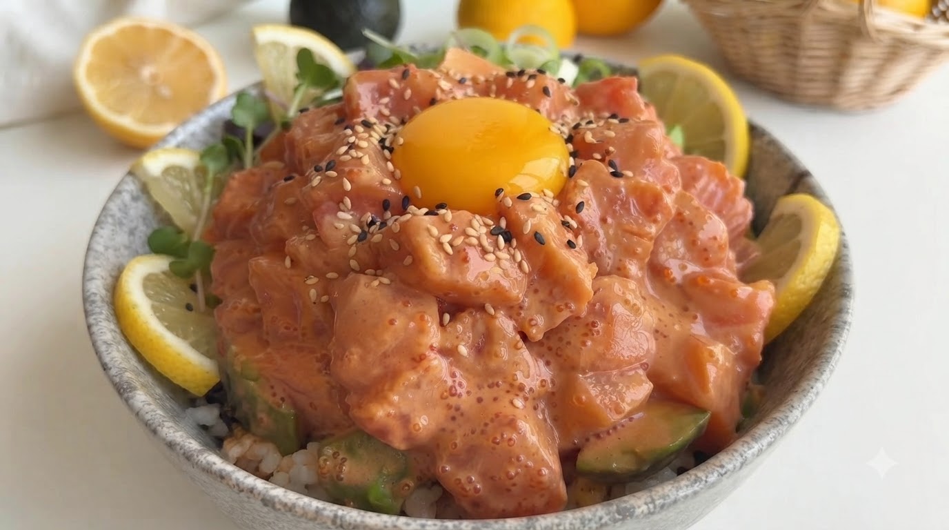 Poke Bowl Picante de Salmón y Aguacate