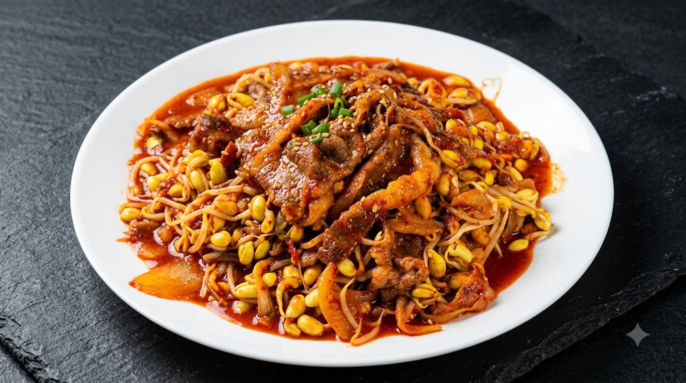 Panceta de ternera picante con brotes de soja (Kongbul)[cite: 1]