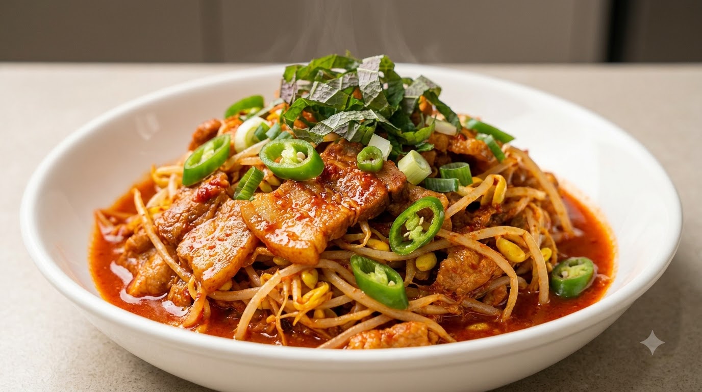 Cerdo Coreano Picante con Brotes de Soja (Kongnamul Bulgogi)