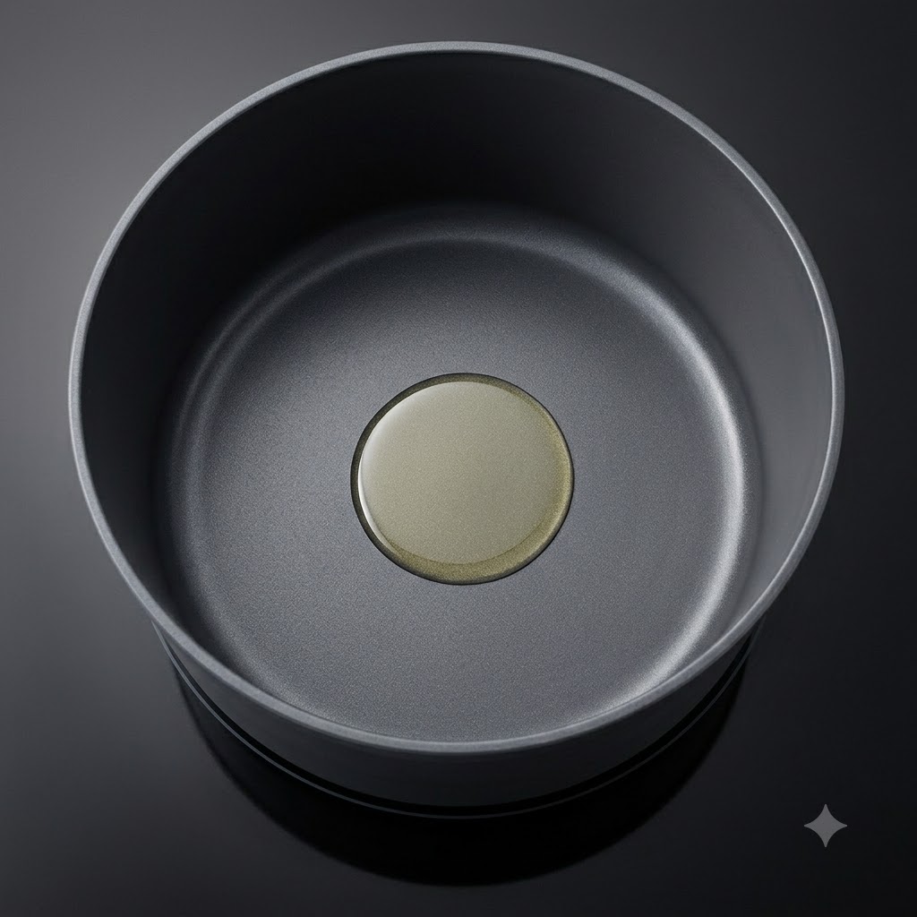 Una olla redonda con aceite de cocina caliente.