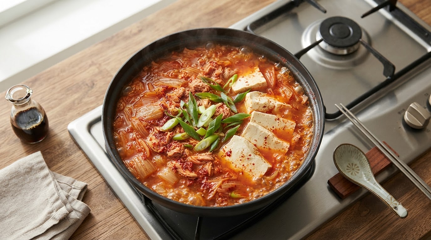 Estofado Picante Coreano de Kimchi con Atún (Chamchi Kimchi Jjigae)