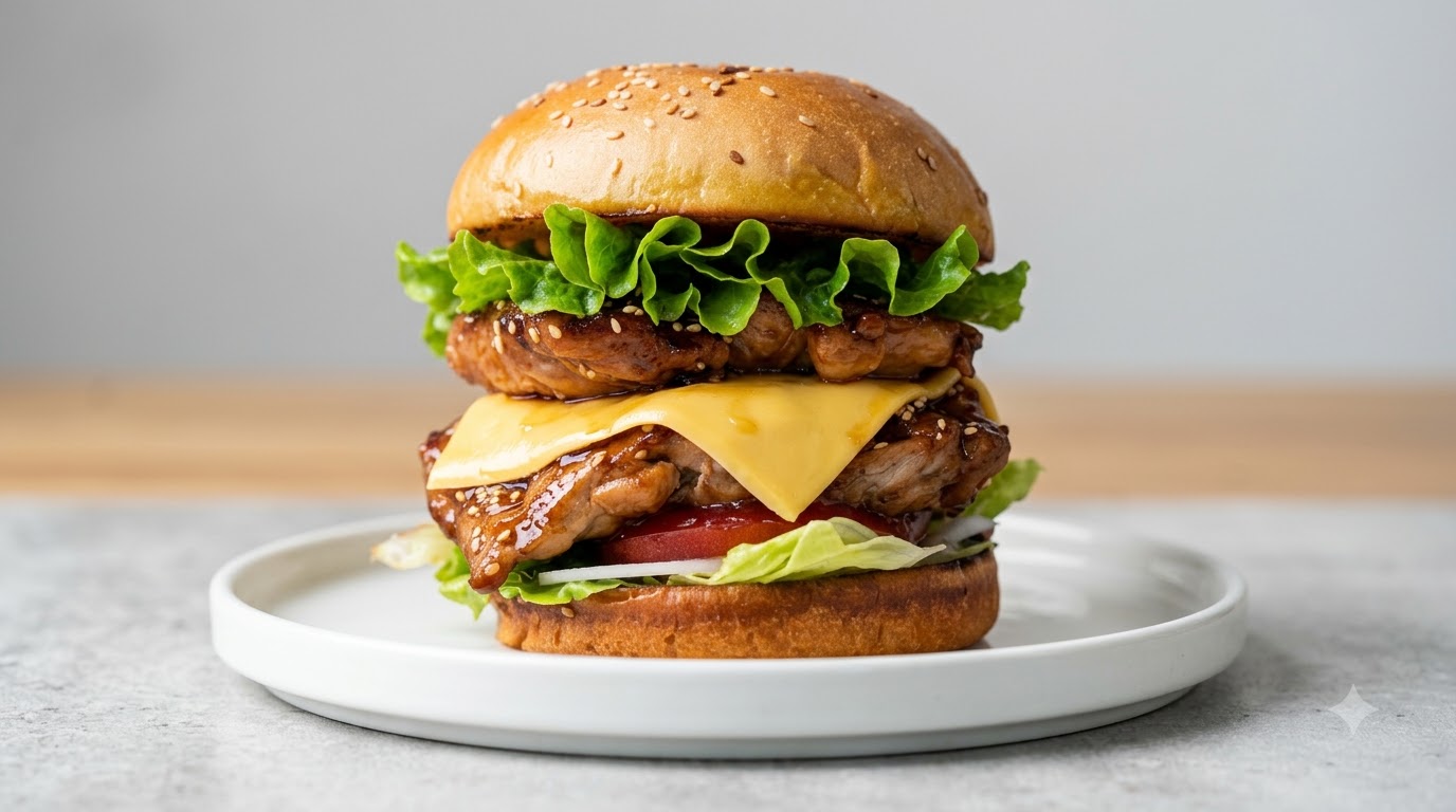 Hamburguesa de Pollo Teriyaki Japonesa