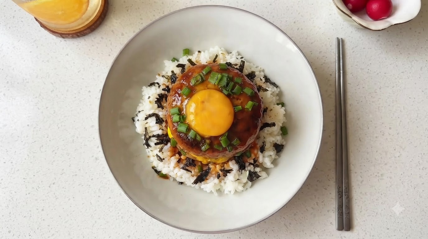 Tazón de Arroz con Hamburguesa de Trufa Negra