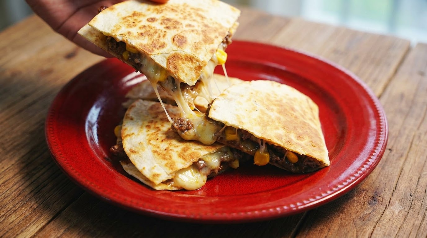 Quesadilla crujiente de ternera y queso al estilo mexicano
