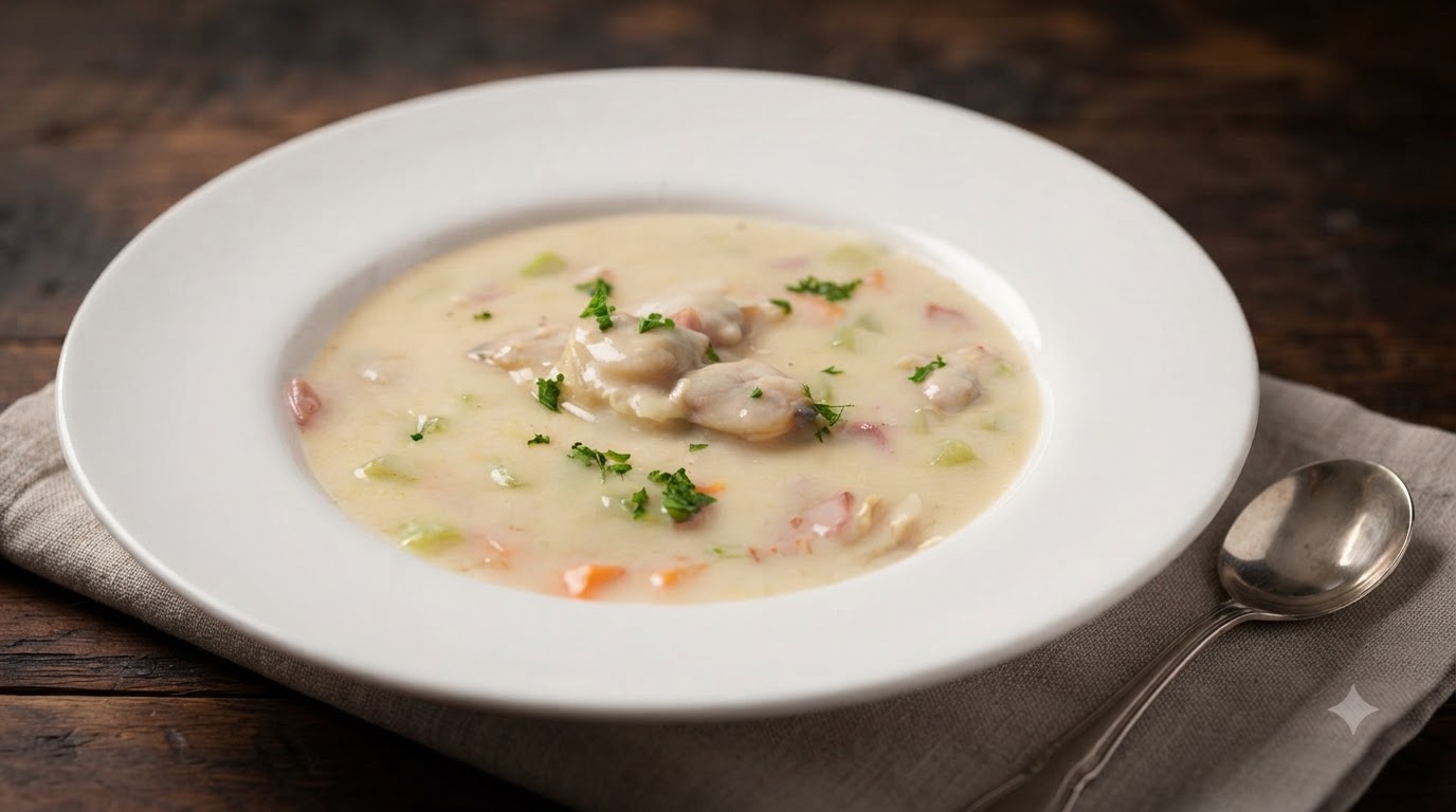 Clásica Sopa de Almejas de Nueva Inglaterra (Clam Chowder)