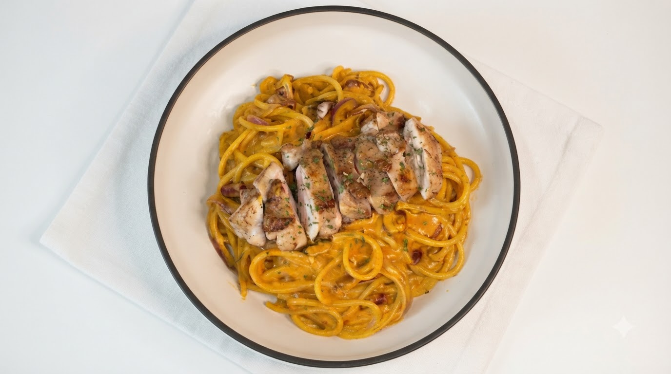 Pasta Cremosa de Pollo Picante al Curry